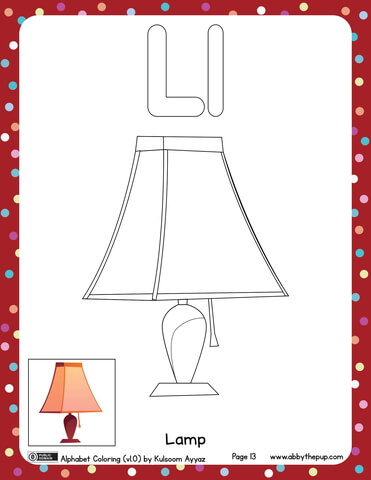 L Is For Lamp Coloring Page